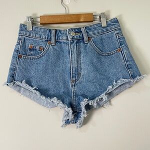 Topshop Womens Jean Shorts Size 2 Blue Kiri Cut Off Denim